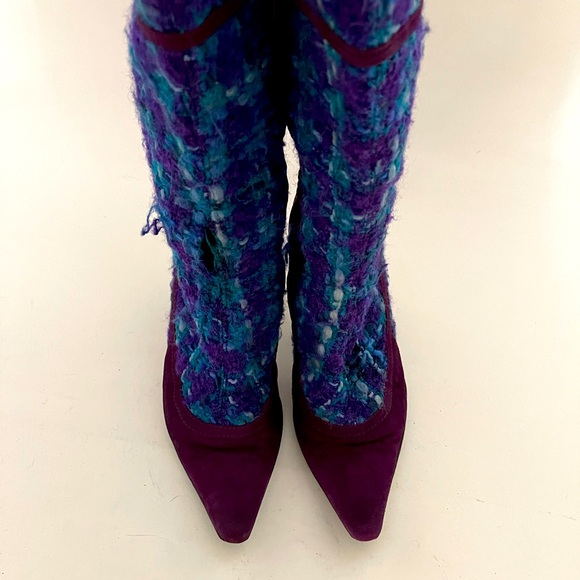 D&G BOOTS 1996 PURPLE SUEDE AND TARTAN WOOL MULTI IT37 used - Picture 13 of 16